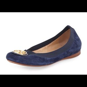 Tory Burch Navy Suede Ballet Flats